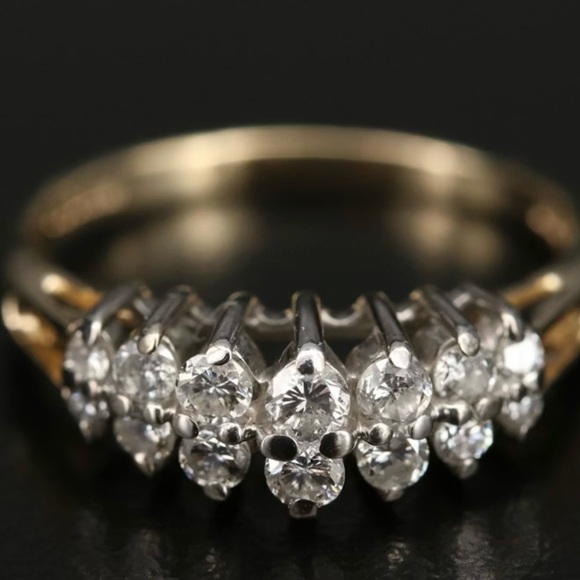 Jewelry - 14K Diamond Pyramid Ring with Open Gallery